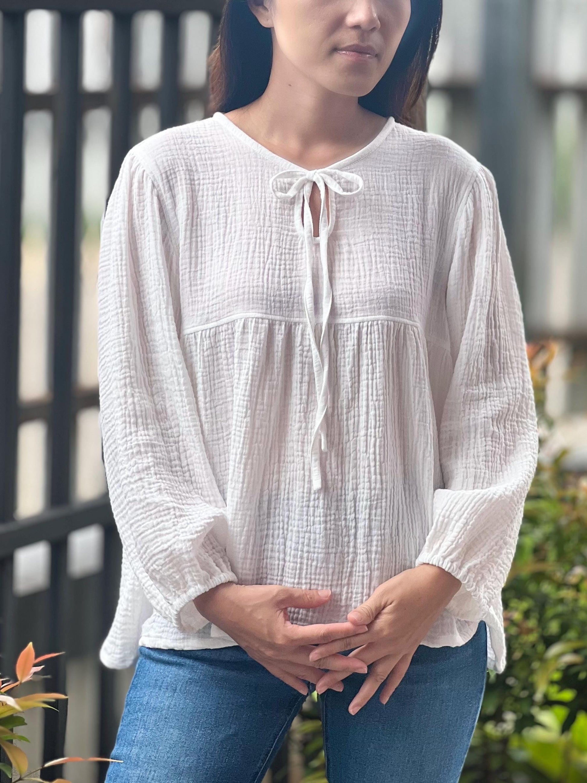 Loose Organic Blouse | Muslin Double Gauze Blouse | Bohemian blouse | Cotton muslin top| Natural Clothing