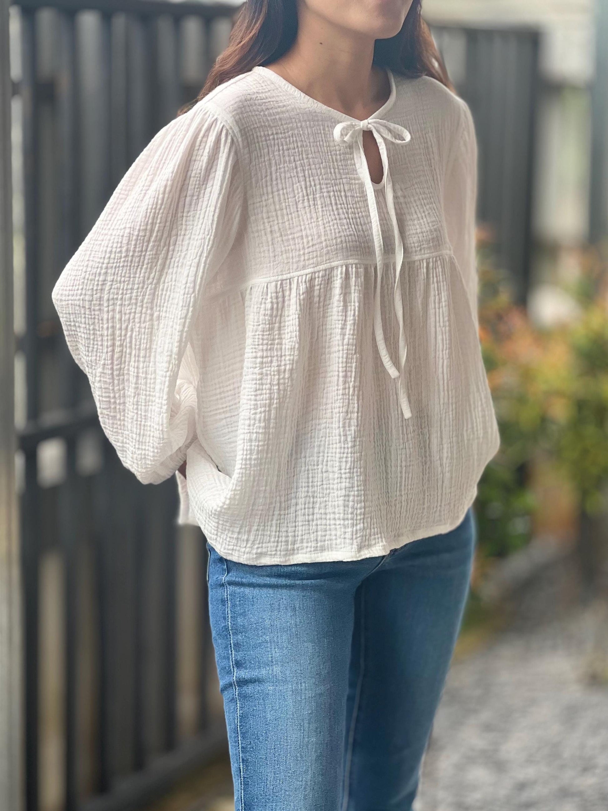 Loose Organic Blouse | Muslin Double Gauze Blouse | Bohemian blouse | Cotton muslin top| Natural Clothing