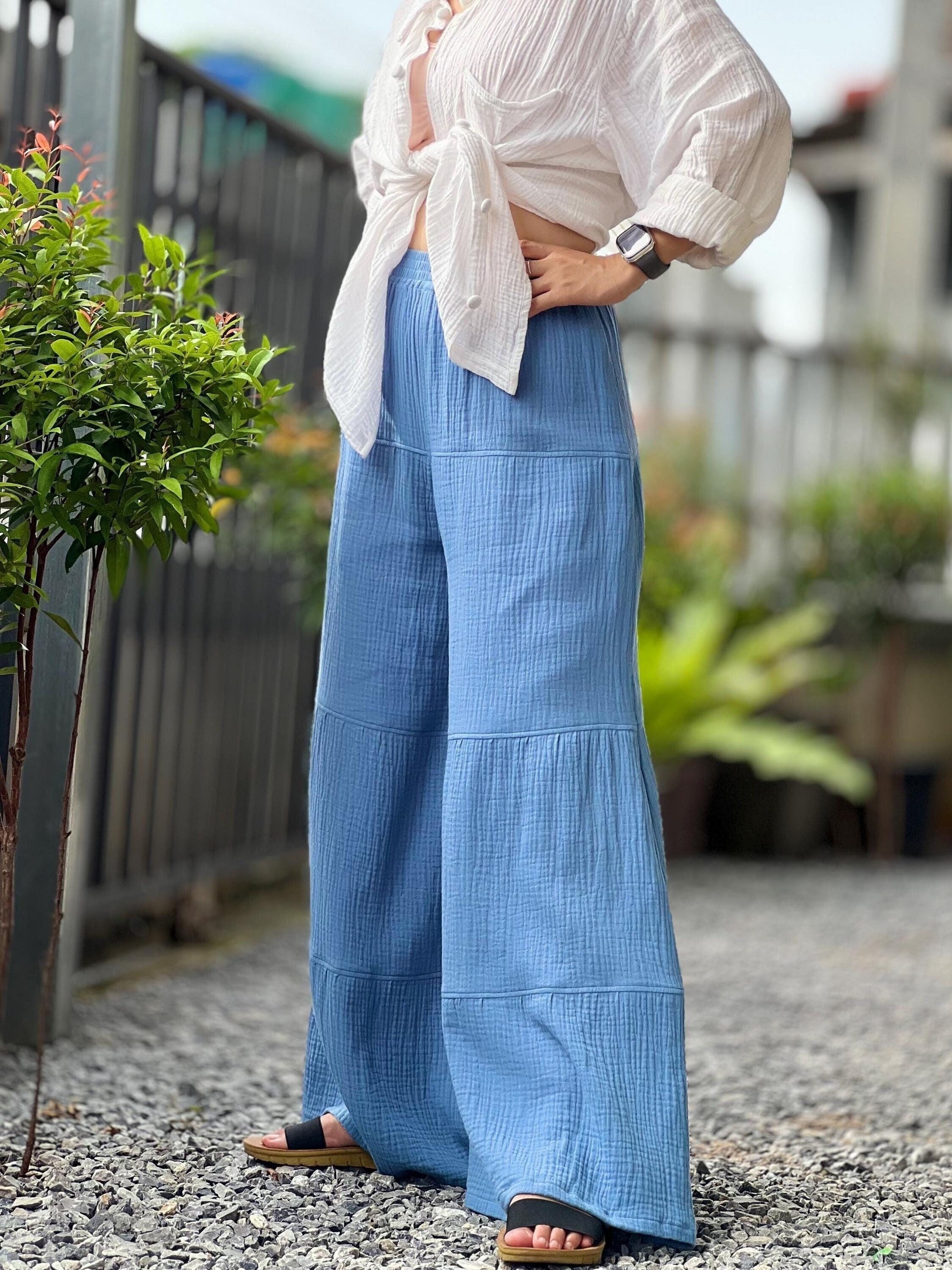 Womens Double Gauze Muslin Pants - Loungeware