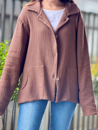 Muslin Hoodie | Triple Gauze Jacket | Resort Wear Outfit | Long Sleeve Top | Hooded Kimono Jacket | Cotton Muslin Shirt | Womens Loungewear