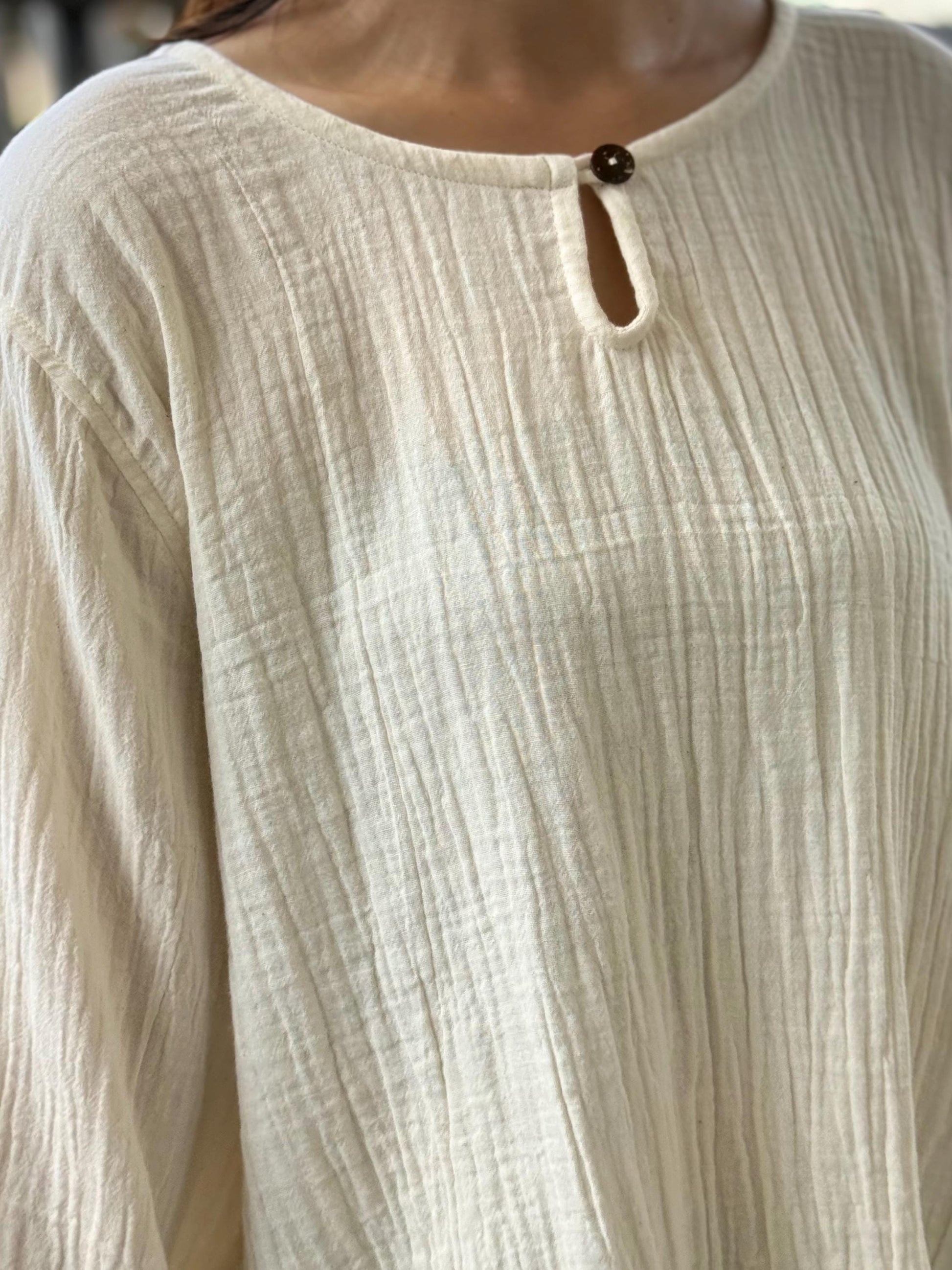 Muslin Double Gauze Pull Over Style Blouse