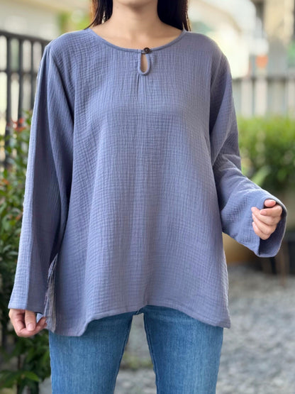 Muslin Double Gauze Pull Over Style Blouse