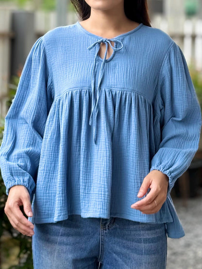 Loose Organic Blouse | Muslin Double Gauze Blouse | Bohemian blouse | Cotton muslin top| Natural Clothing