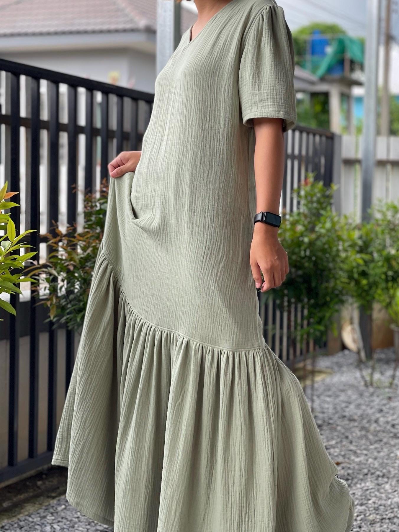 Muslin Double Gauze Dress | Cotton Cottagecore Long Dress