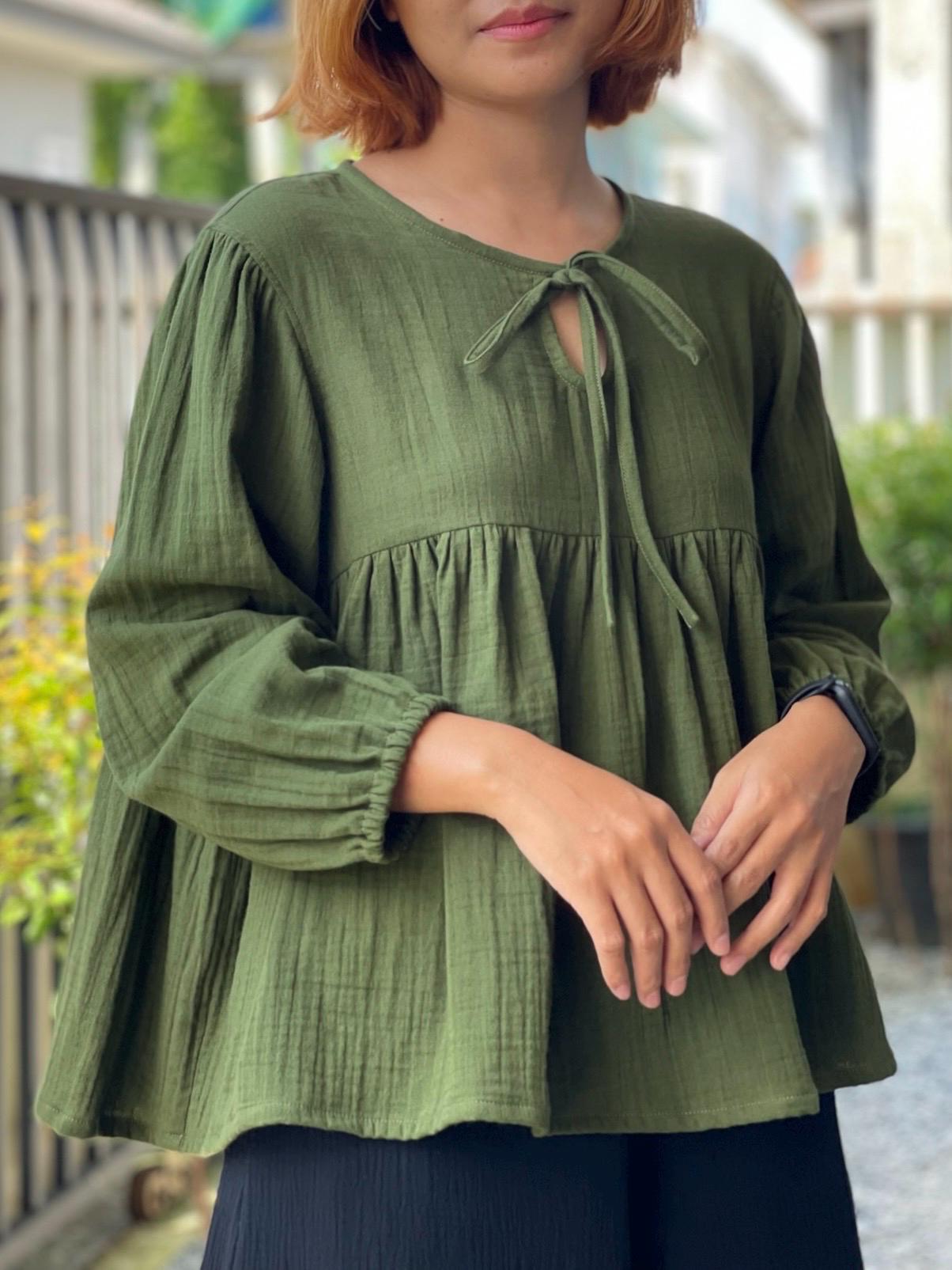 Loose Organic Blouse | Muslin Double Gauze Blouse | Bohemian blouse | Cotton muslin top| Natural Clothing