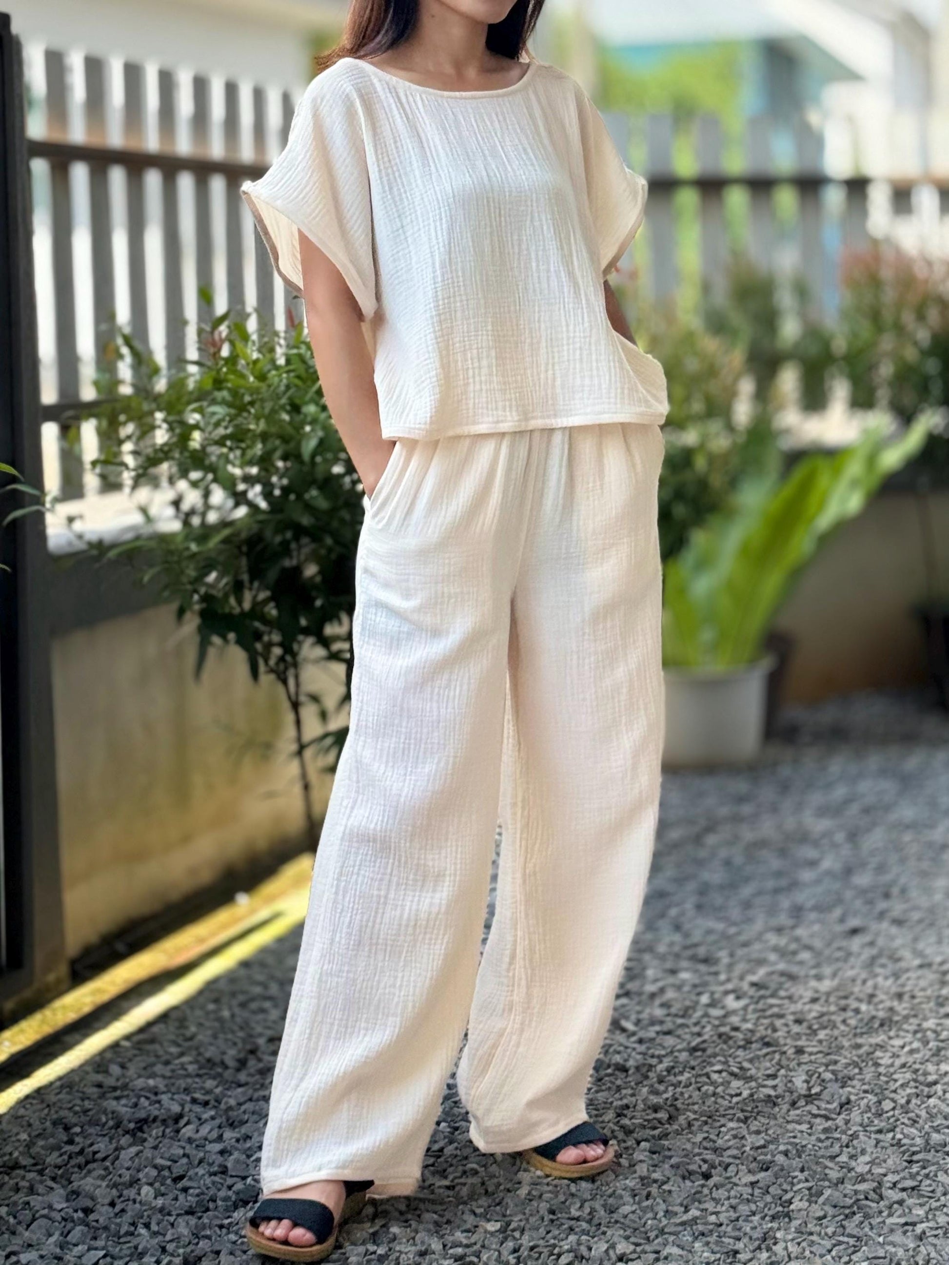 Womens Double Gauze Muslin Pants - Loungeware