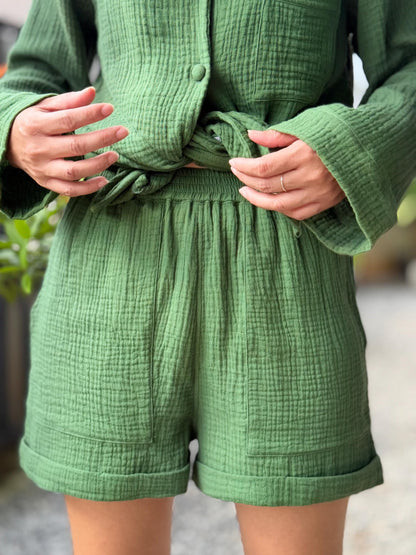 Cotton Pocketed Shorts | Womens Double Gauze Muslin Shorts