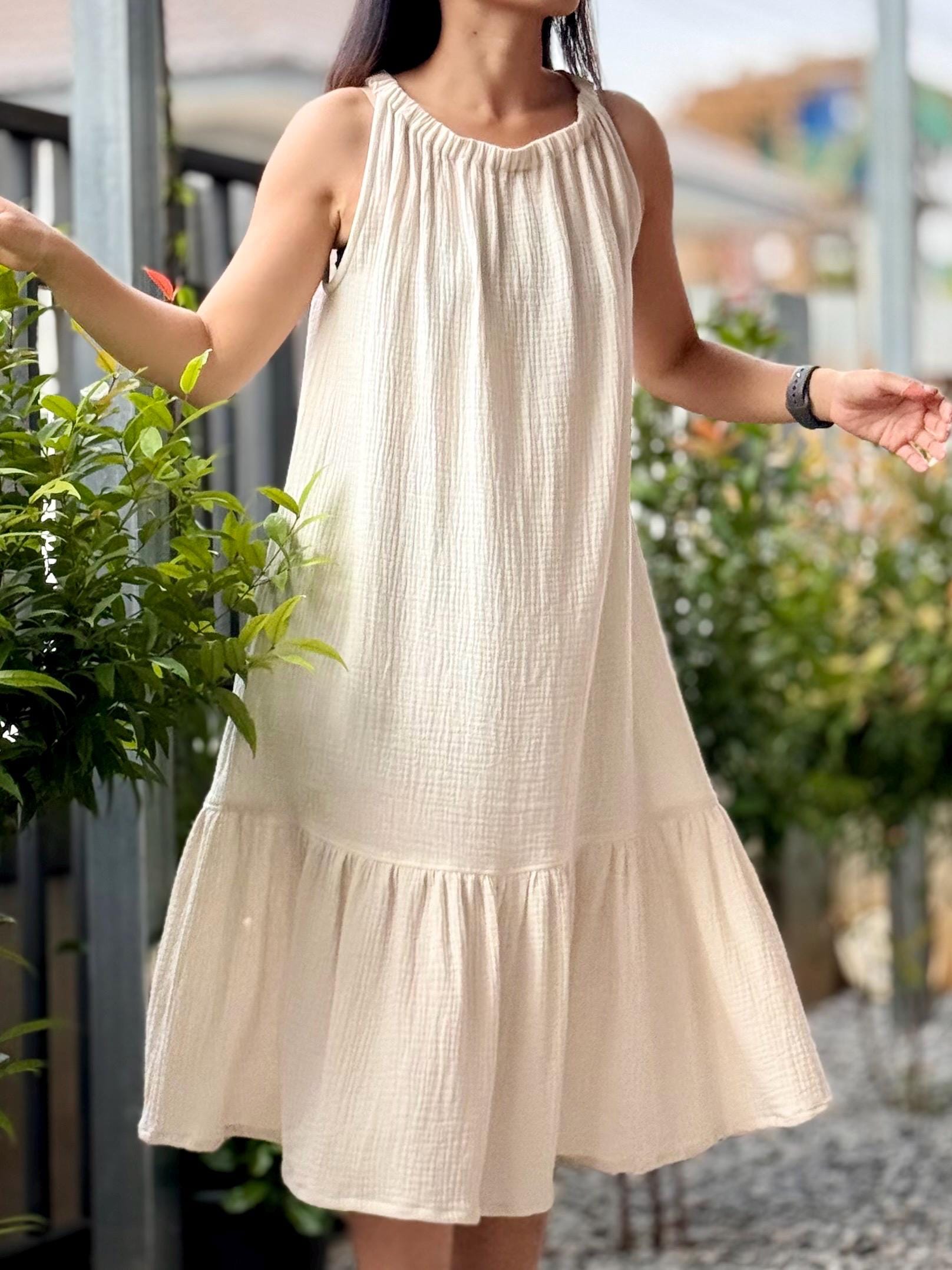 Sleeveless Ruffled Dress | Cotton Dress | Double Gauze Dress