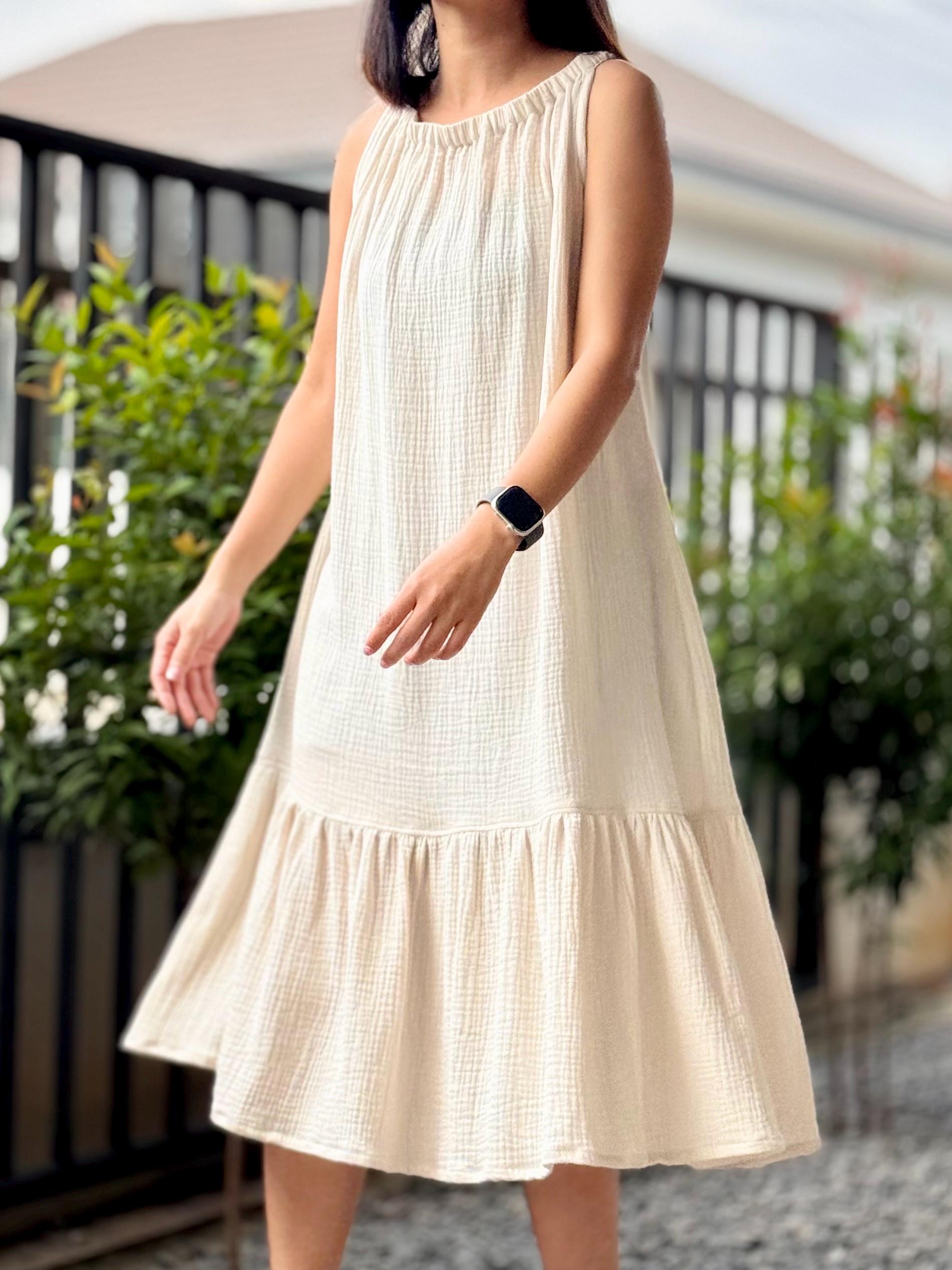 Sleeveless Ruffled Dress | Cotton Dress | Double Gauze Dress