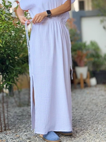 Soft Cotton Free Flowing Kaftan Dress in Double Gauze