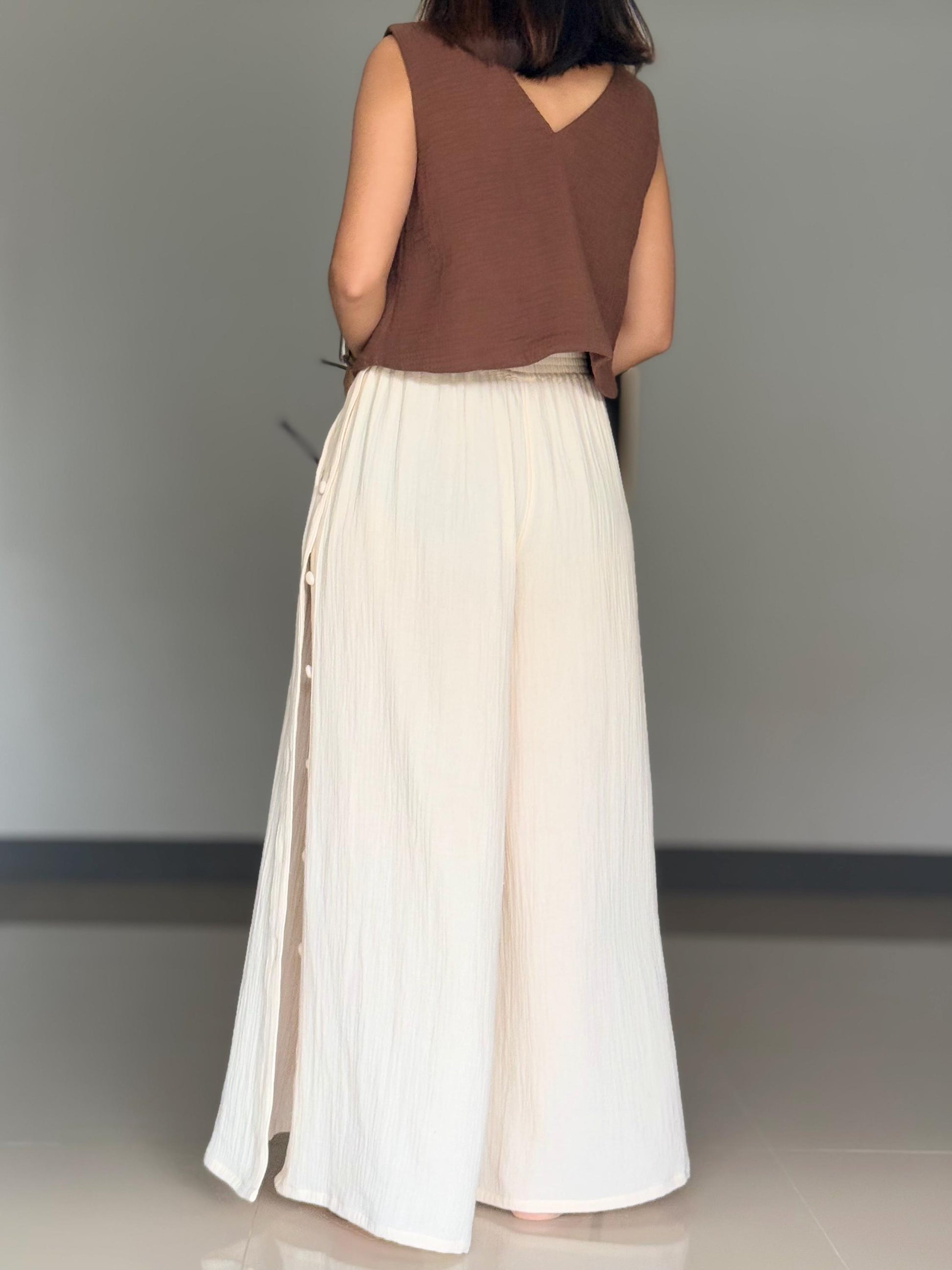 Wide Leg Pants | Muslin Maxi Pants | Loose Gauze Trousers Womens Double | Gauze Muslin Pants - Loungeware