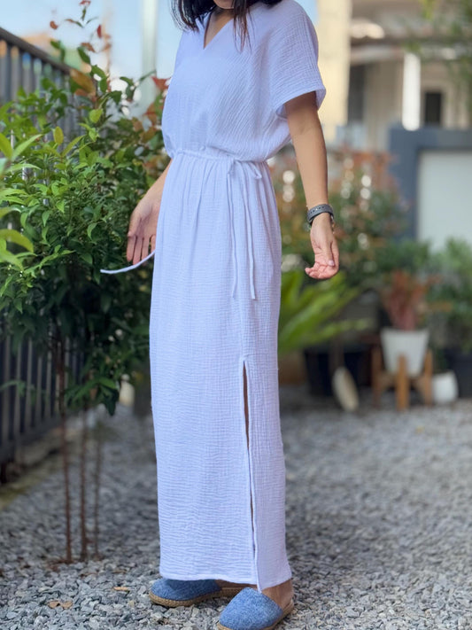 Soft Cotton Free Flowing Kaftan Dress in Double Gauze