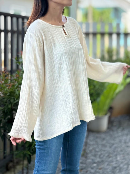 Muslin Double Gauze Pull Over Style Blouse