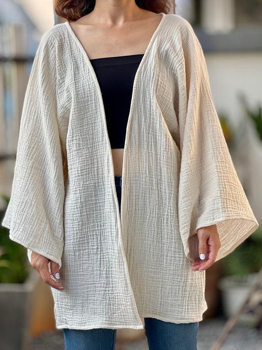 Muslin Double Gauze Cardigan Loose Cover Up