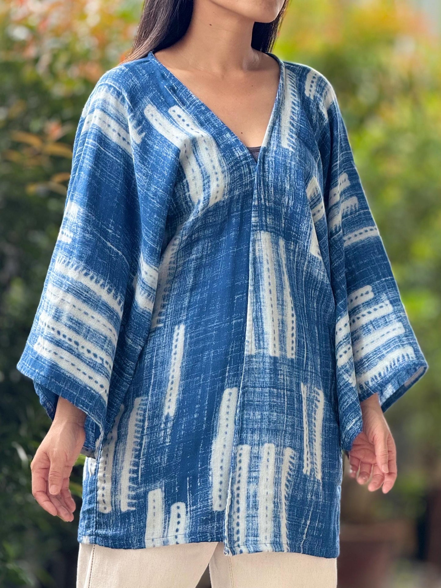 Printed Muslin Double Gauze Loose-Fit Cardigan Cover-Up