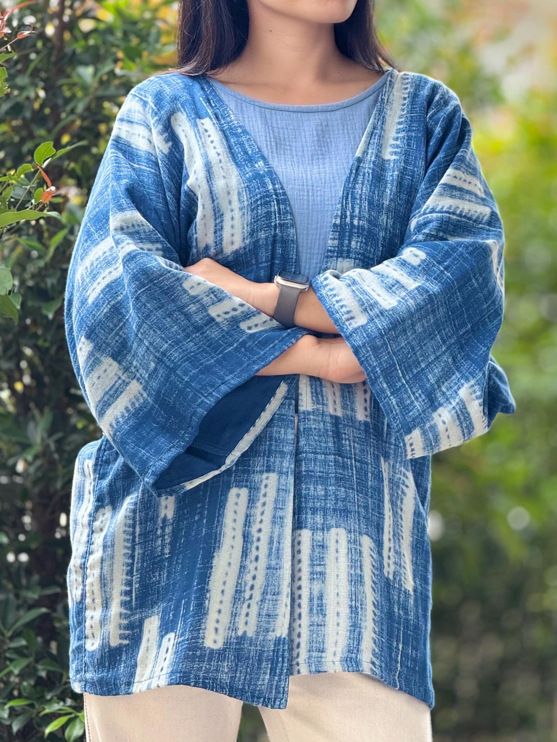 Printed Muslin Double Gauze Loose-Fit Cardigan Cover-Up