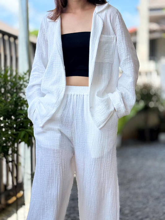 Double Gauze Button-Up Shirt with Collar