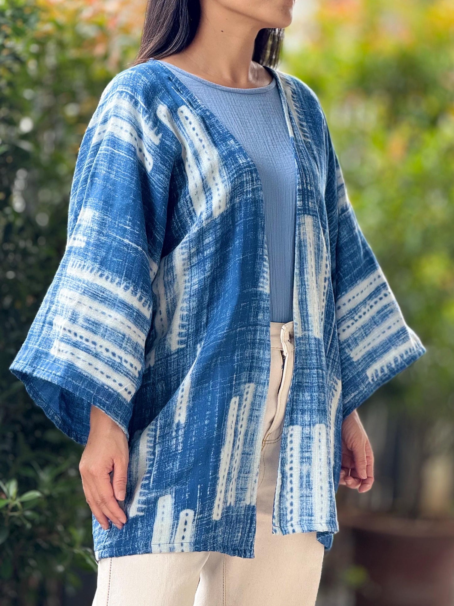Printed Muslin Double Gauze Loose-Fit Cardigan Cover-Up