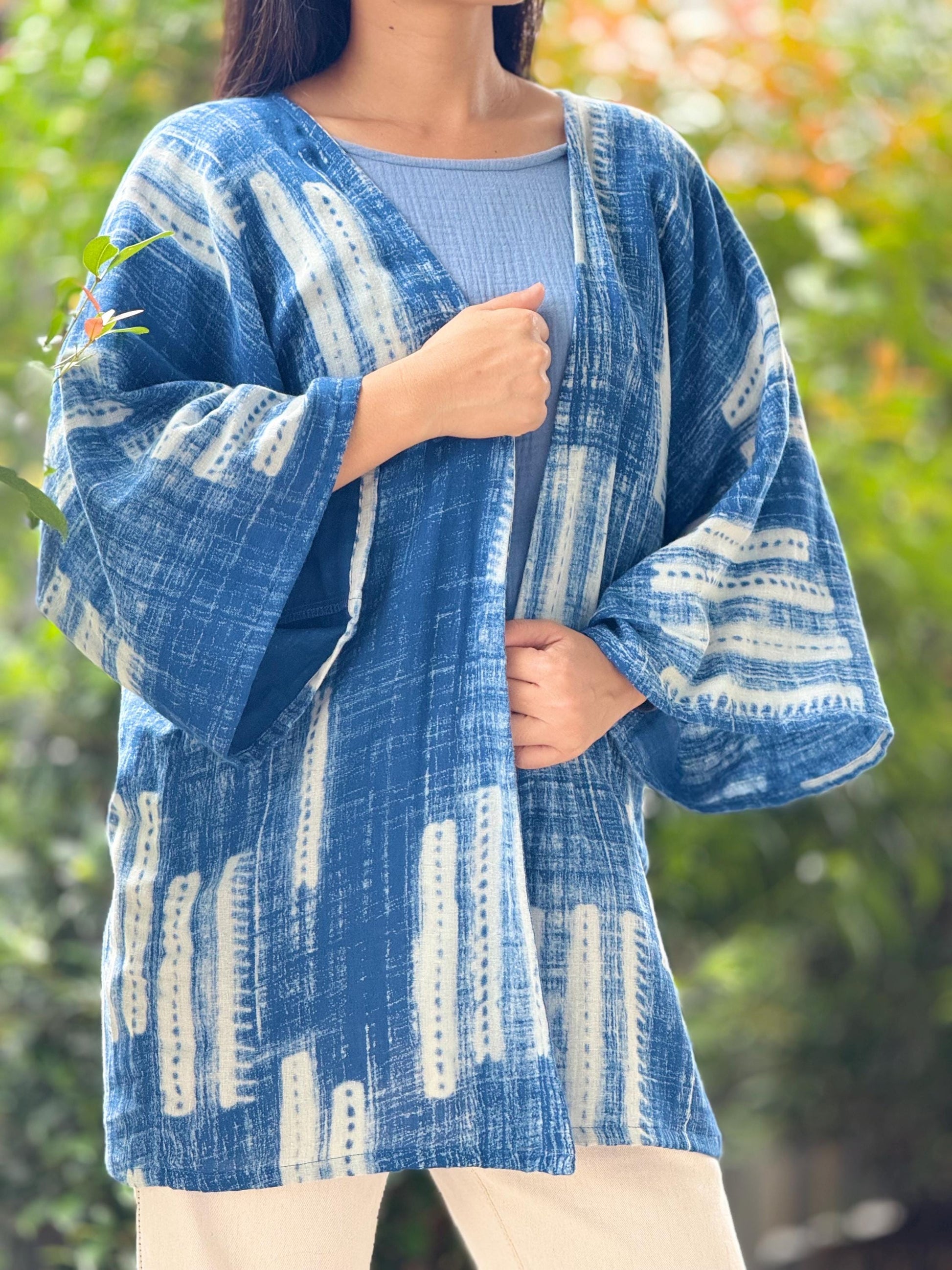 Printed Muslin Double Gauze Loose-Fit Cardigan Cover-Up