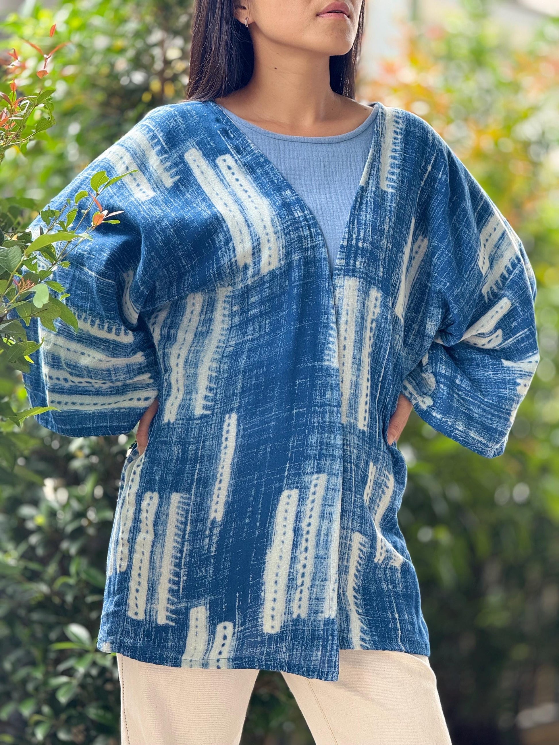 Printed Muslin Double Gauze Loose-Fit Cardigan Cover-Up