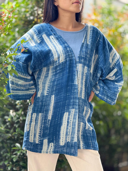 Printed Muslin Double Gauze Loose-Fit Cardigan Cover-Up