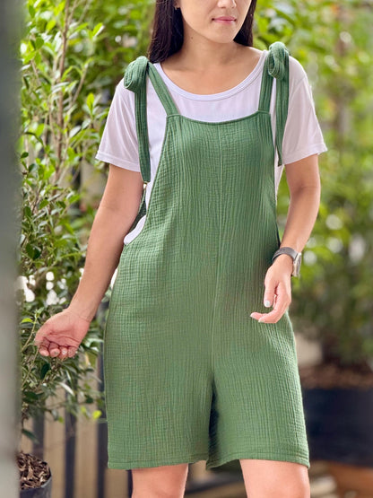 Gauze Short Overalls Women