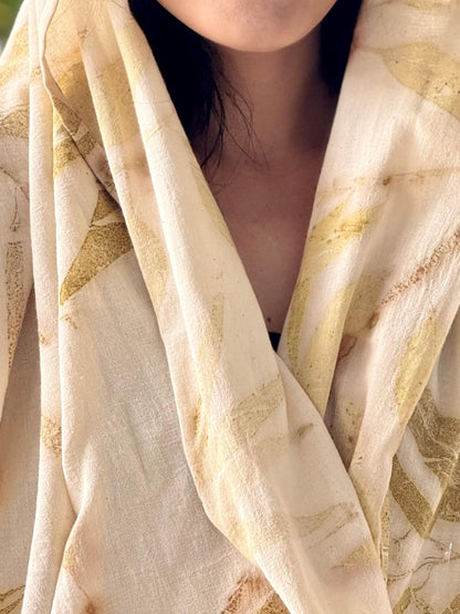 1-Layer Muslin Cotton Scarf | Eco-Printed Gauze Scarf | Gauze Scarf | Cotton Fiber Wrap | Lightweight Scarf | Soft Muslin Cotton Shawl