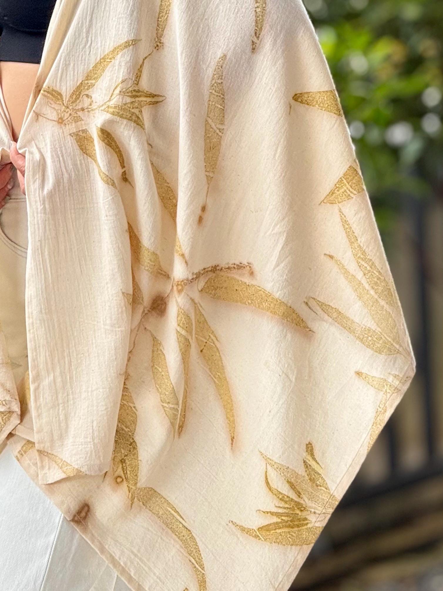 1-Layer Muslin Cotton Scarf | Eco-Printed Gauze Scarf | Gauze Scarf | Cotton Fiber Wrap | Lightweight Scarf | Soft Muslin Cotton Shawl