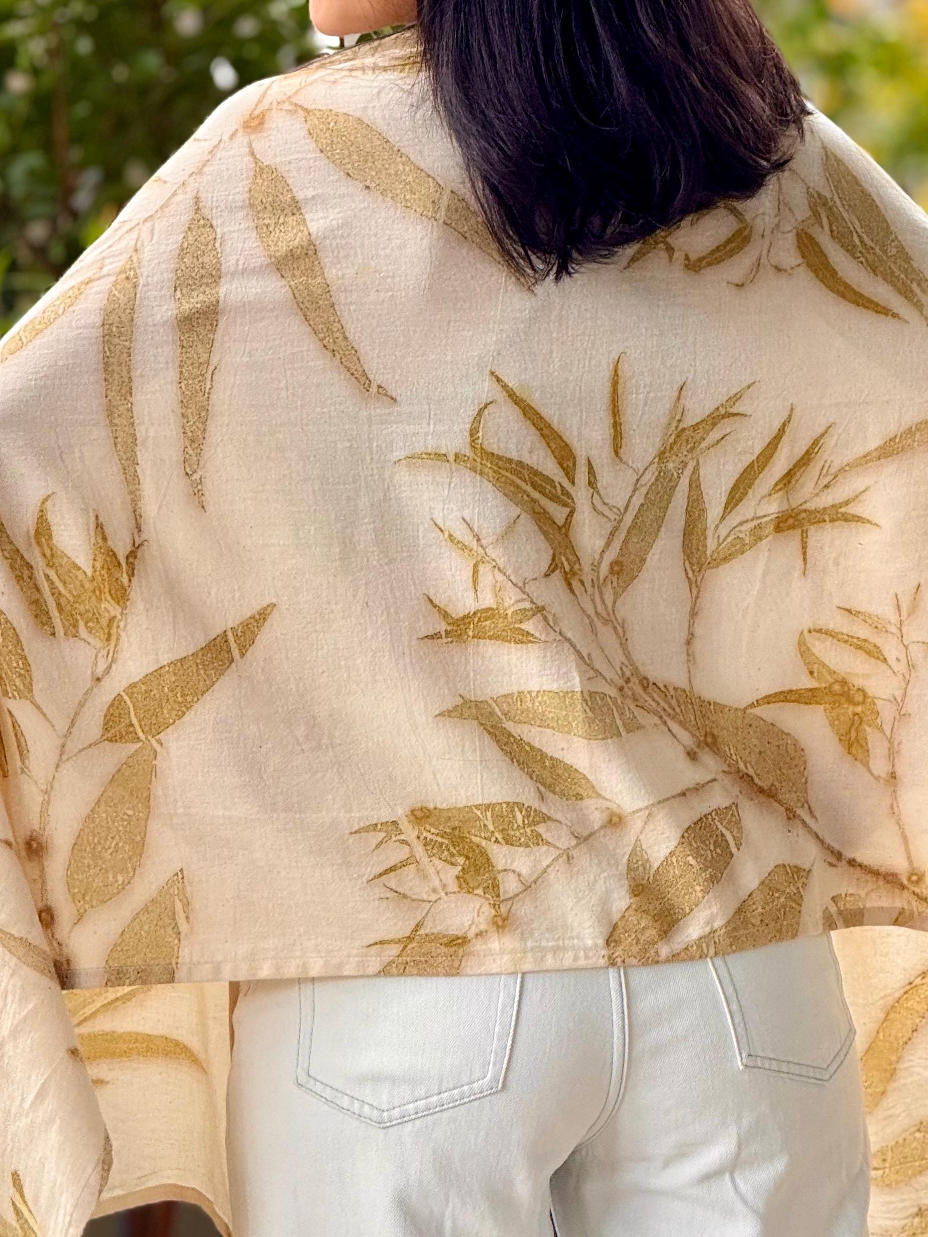 1-Layer Muslin Cotton Scarf | Eco-Printed Gauze Scarf | Gauze Scarf | Cotton Fiber Wrap | Lightweight Scarf | Soft Muslin Cotton Shawl
