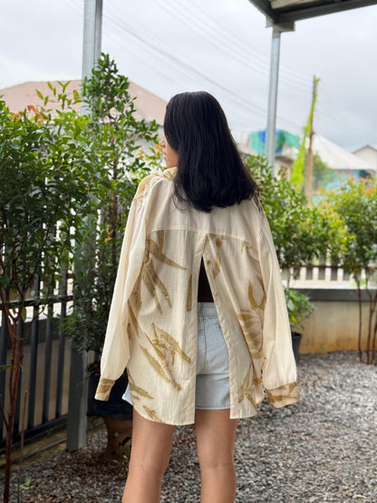 Eco-Printed Two -Tone Shirt | Loose Fit | Real Botanical Design