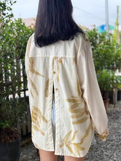 Eco-Printed Two -Tone Shirt | Loose Fit | Real Botanical Design