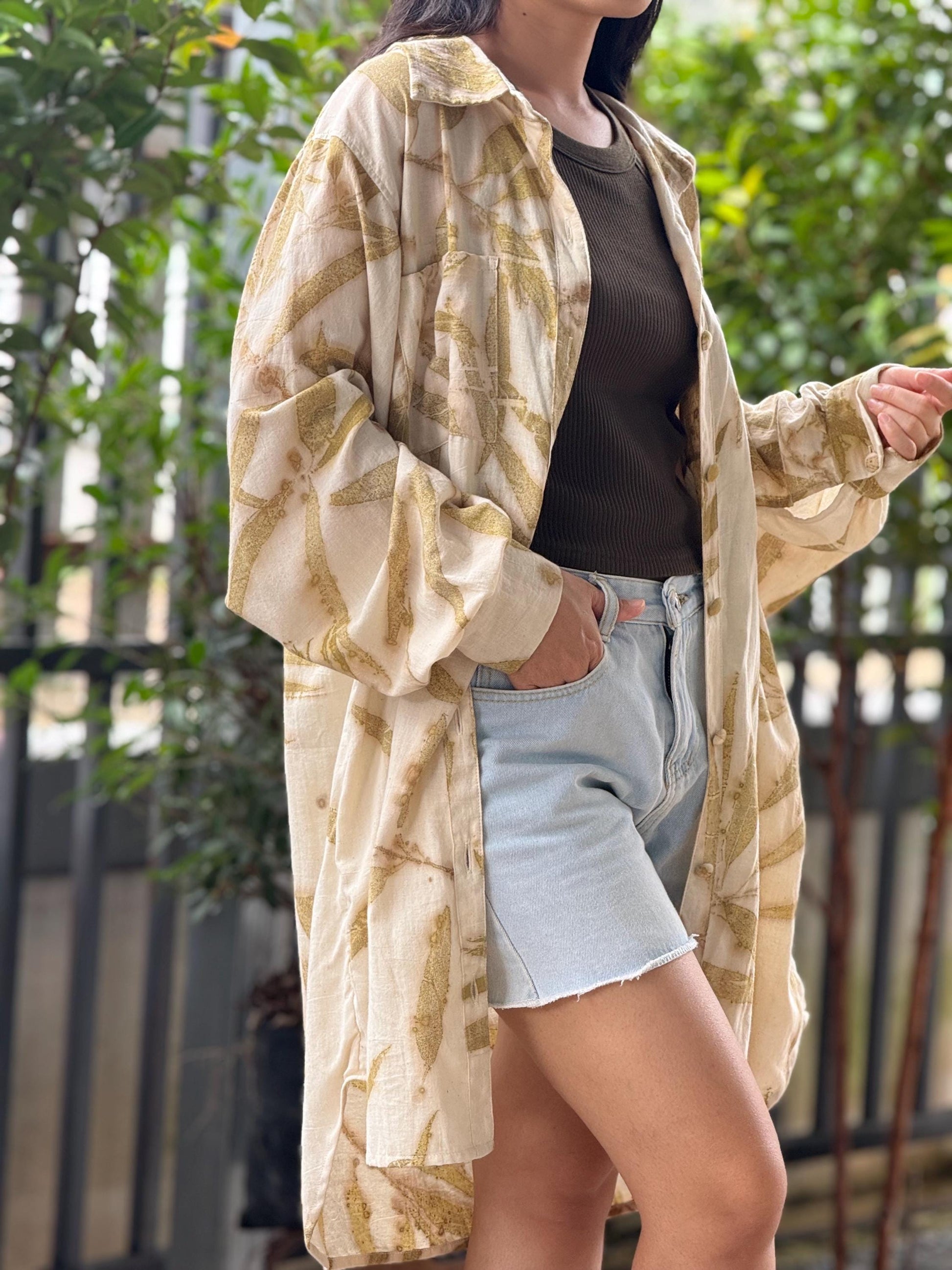 Eco-Printed Shirt Dress | Relaxed Fit | Real Botanical Design