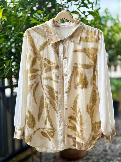 Eco-Printed Two -Tone Shirt | Loose Fit | Real Botanical Design