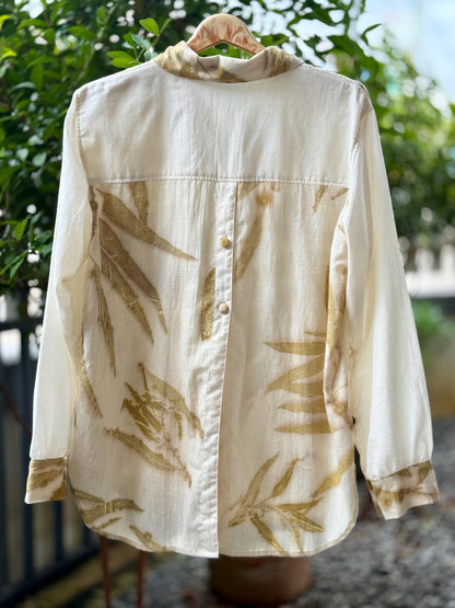 Eco-Printed Two -Tone Shirt | Loose Fit | Real Botanical Design