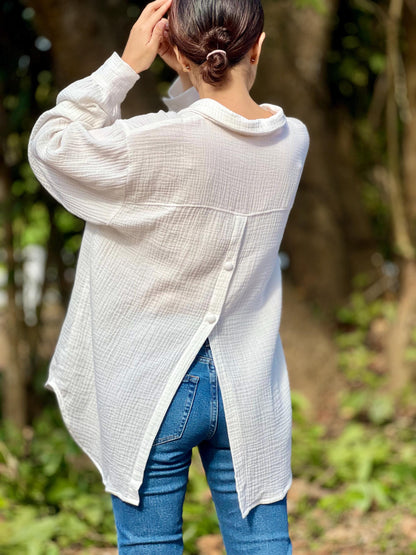 Muslin Double Gauze Blouse | Cotton Loose Fit Shirt | Summer Shirt | Beach Wear | Swimsuit Cover