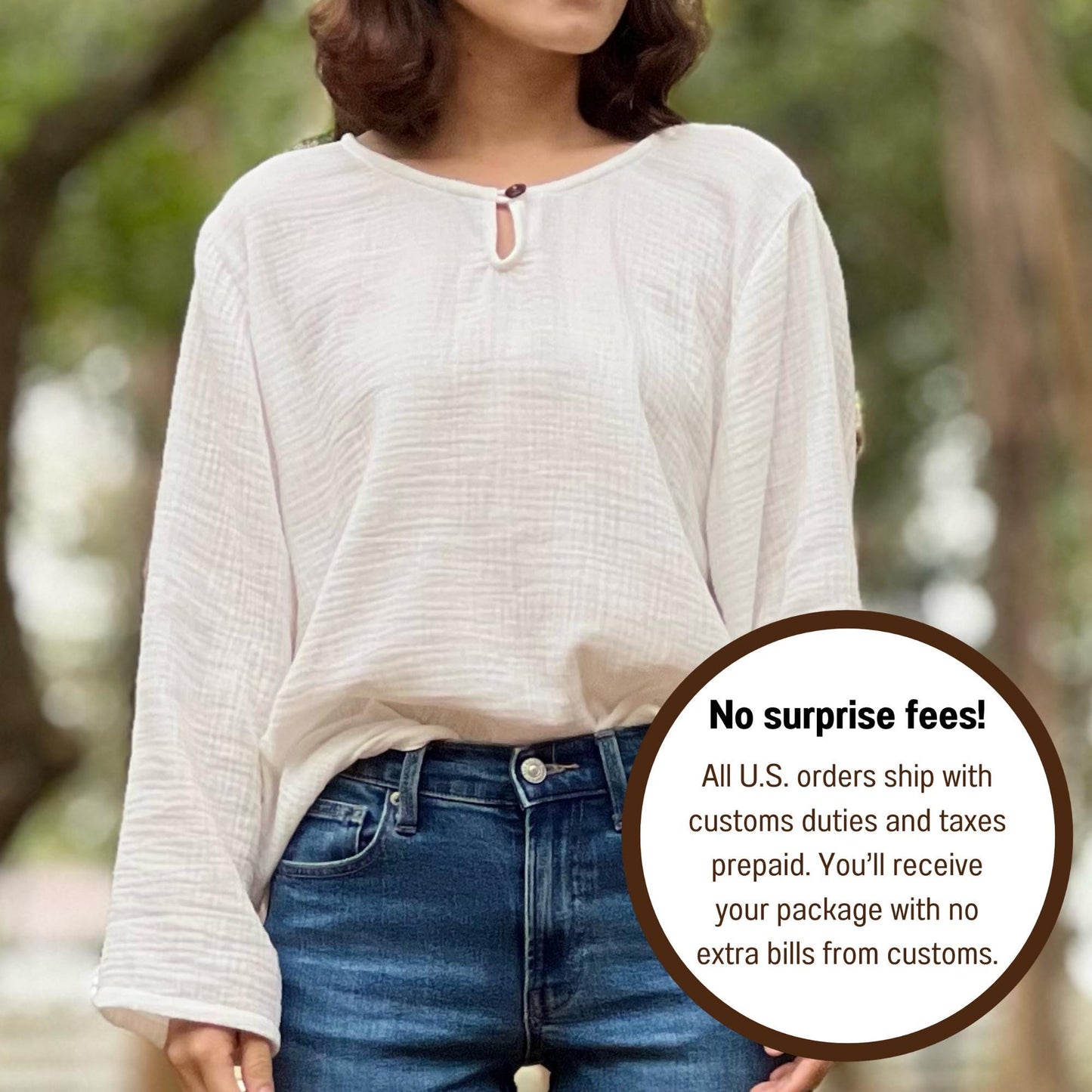 Muslin Double Gauze Pull Over Style Blouse