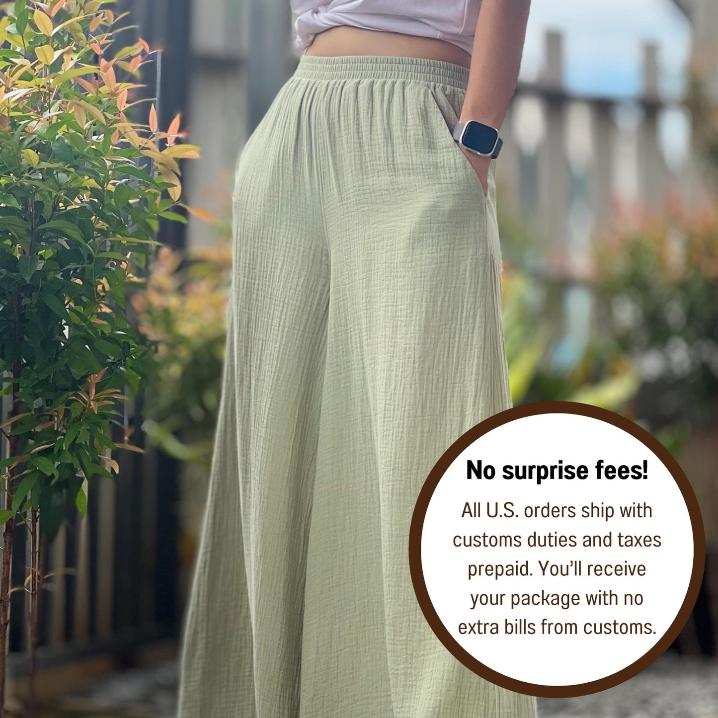 Gauze Muslin Pants |Cotton Pants |Wide Leg Pants | Muslin Maxi Pants | Loose Gauze Trousers Womens Double | Gauze Muslin Pants - Loungeware