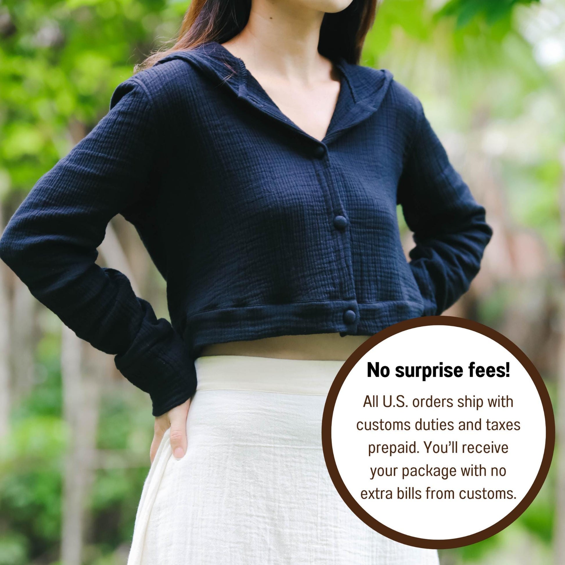 Muslin Triple Gauze Cropped Hoodie