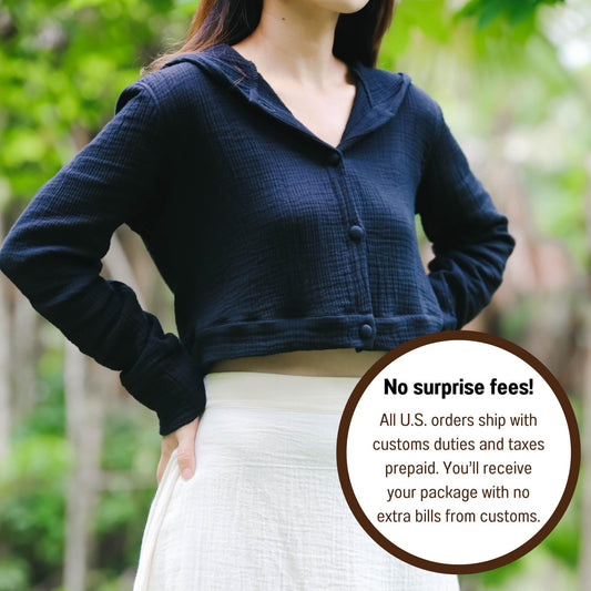Muslin Triple Gauze Cropped Hoodie