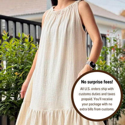 Sleeveless Ruffled Dress | Cotton Dress | Double Gauze Dress