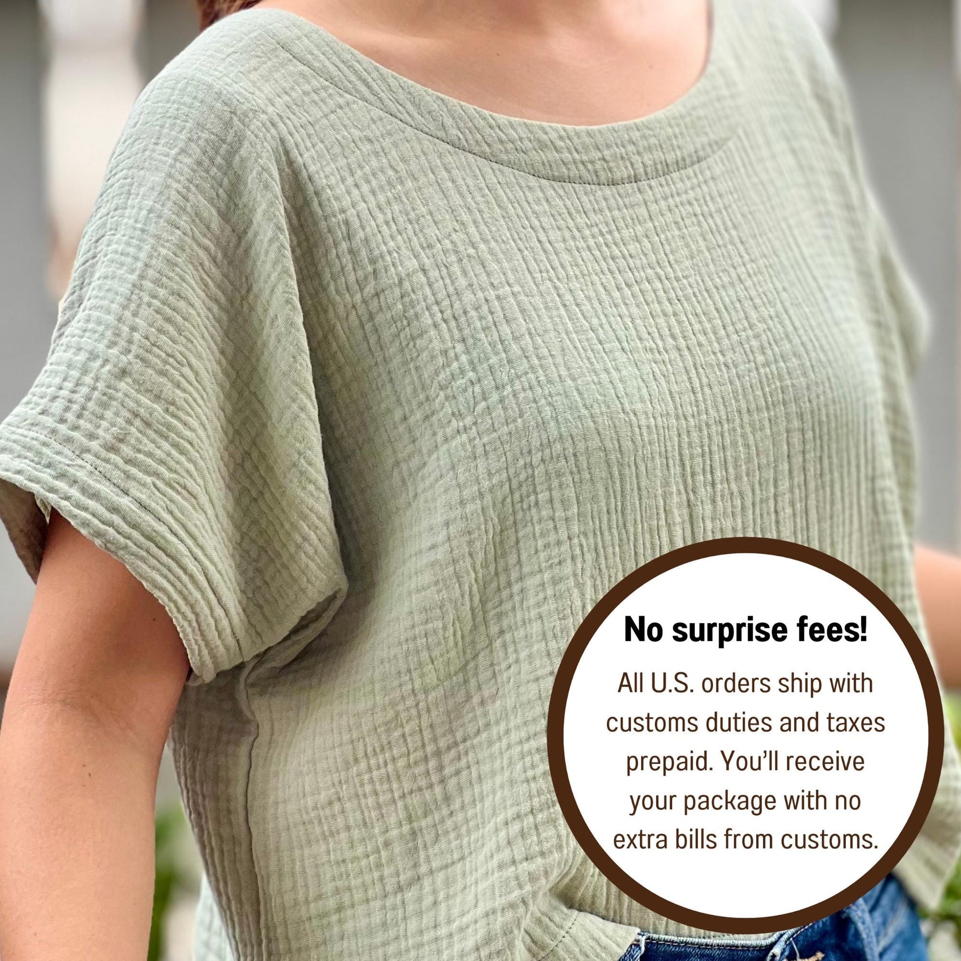 Double Gauze Reverseable Button-up Blouse