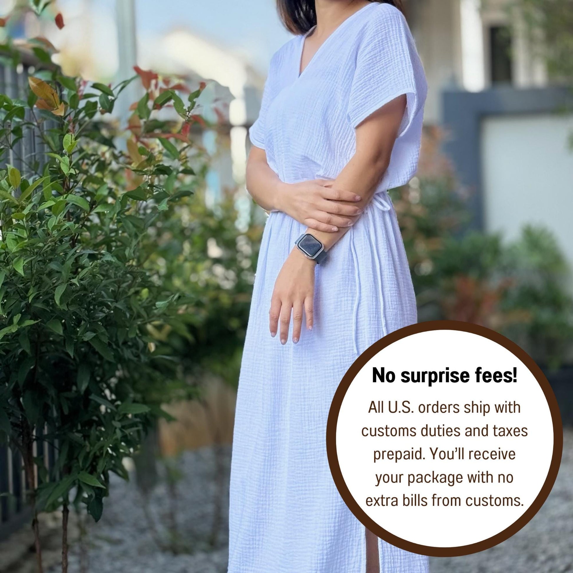 Soft Cotton Free Flowing Kaftan Dress in Double Gauze