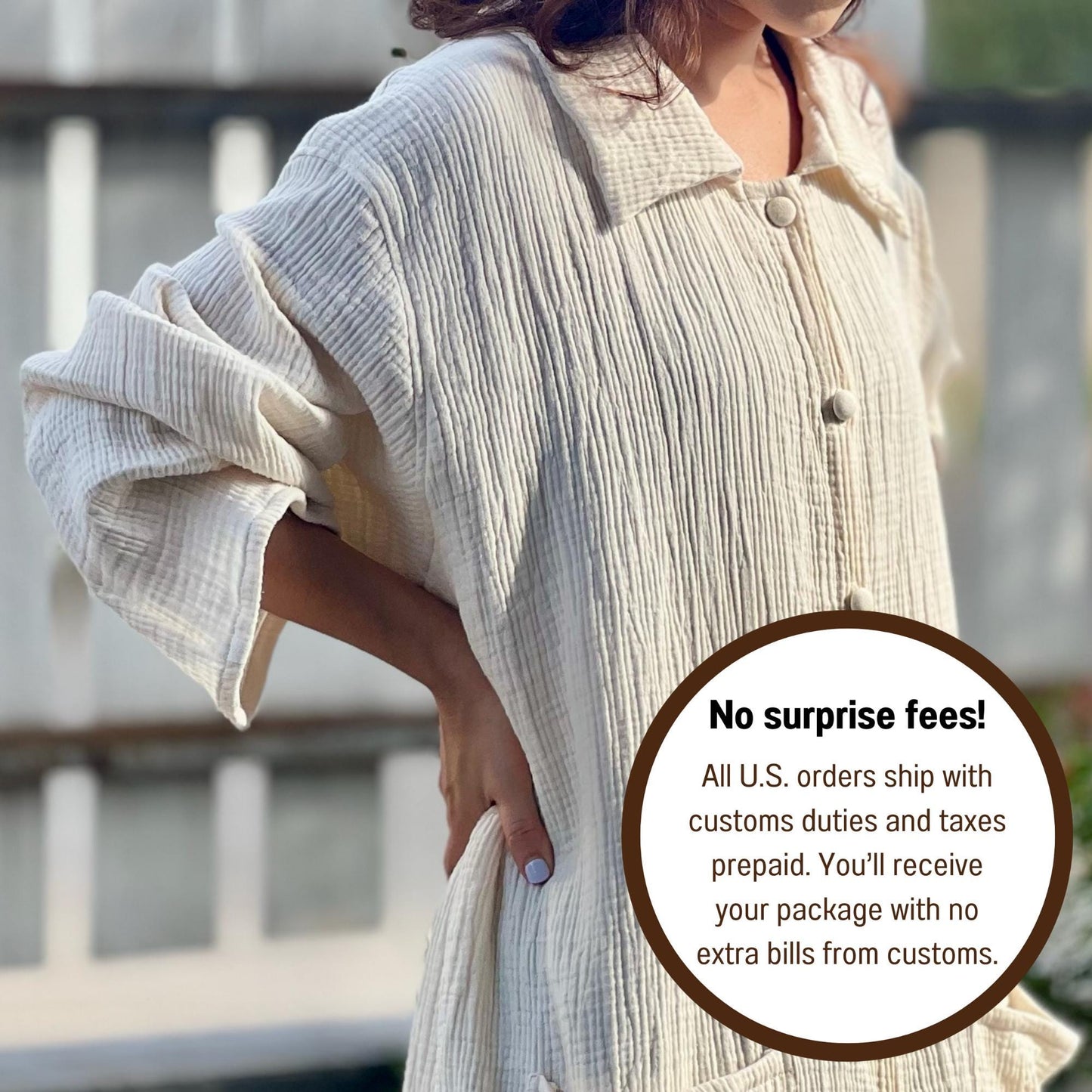 Triple Gauze Long Button Up Blouse