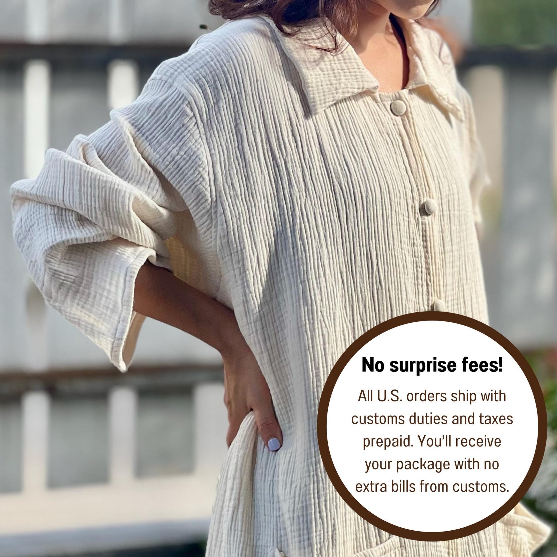 Triple Gauze Long Button Up Blouse