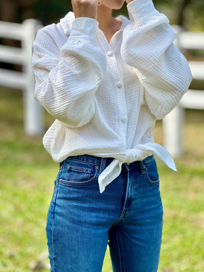 Muslin Double Gauze Blouse | Cotton Loose Fit Shirt | Summer Shirt | Beach Wear | Swimsuit Cover