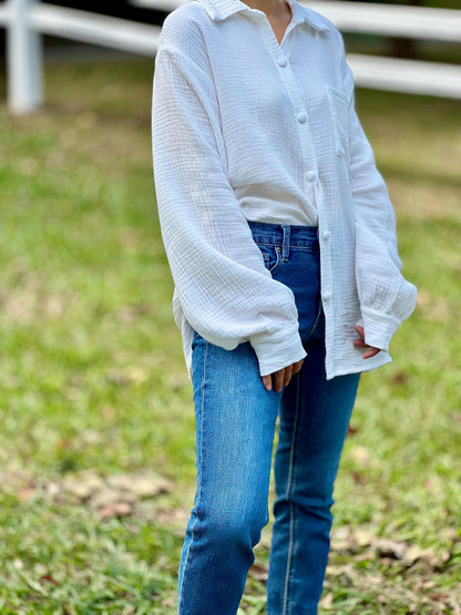 Muslin Double Gauze Blouse | Cotton Loose Fit Shirt | Summer Shirt | Beach Wear | Swimsuit Cover