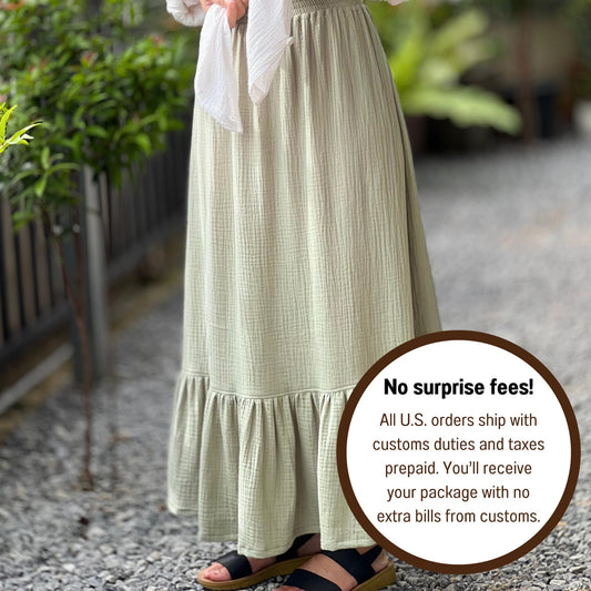Double Gauze cotton ruffled Maxi skirt