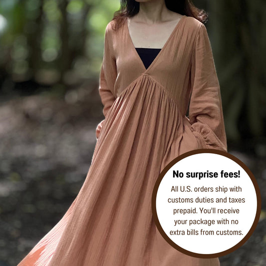 Double Gauze Dress | Cotton Cottagecore Long Dress