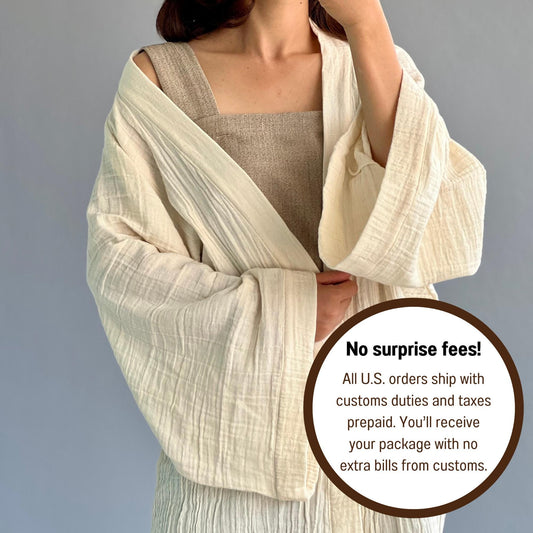 Muslin Double Gauze Kimono Loose Cover Up
