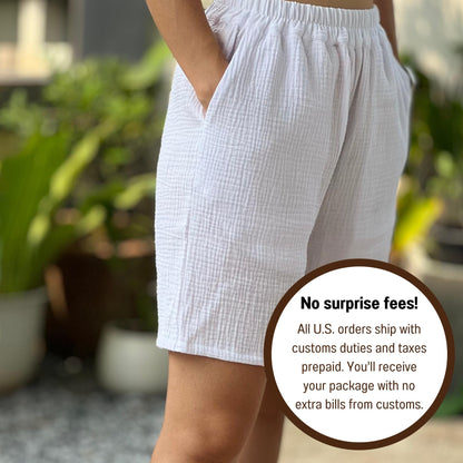 Womens Double Gauze Muslin Shorts - Loungeware